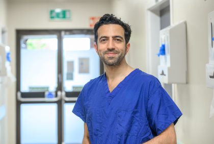 A consultant in the hospital hallway