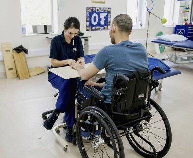 Personal care at adjustable table