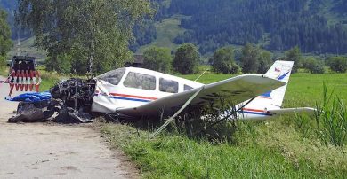 Crashed aircraft in field
