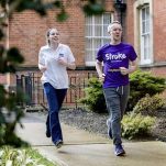 Recovering patient running outdoors