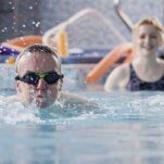 Swimming in hydrotherapy pool