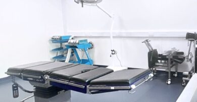Surgical bed in hospital treatment room