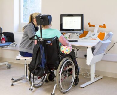Wheelchair user taking part in Tyromotion therapy