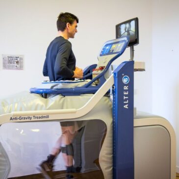 patient using the alter g anti gravity treadmill