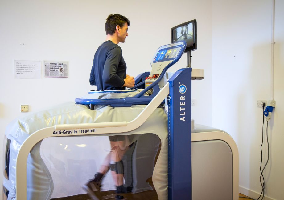 patient using the alter g anti gravity treadmill