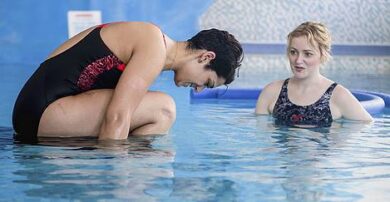 Patient and physio in hydrotherapy pool