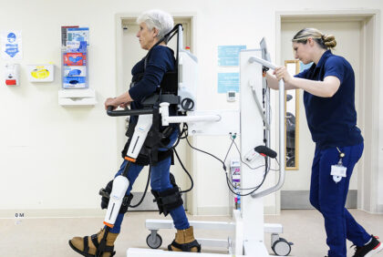patient using exoskeleton