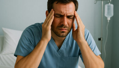 Person suffering with meningitis symptoms